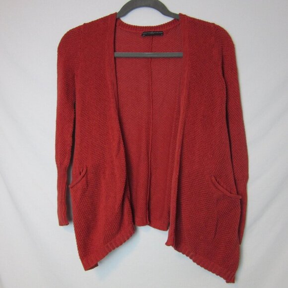 Peruvian Connection Sweater Knit Cardigan Pima Cotton Red Flowy Oversize XS - Picture 3 of 8